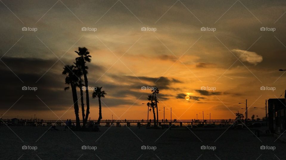 Sunset at Seal Beach, California.