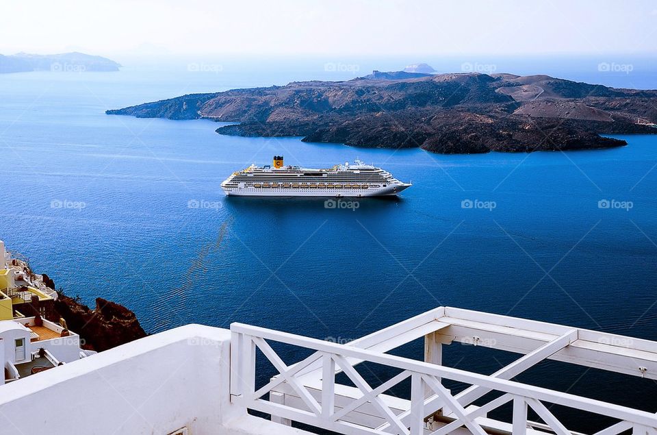 Cruise Ship in Santorini