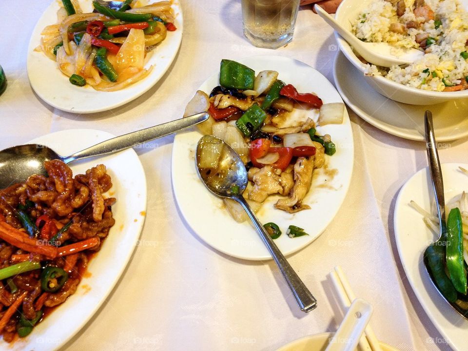 High angle view of chinese food