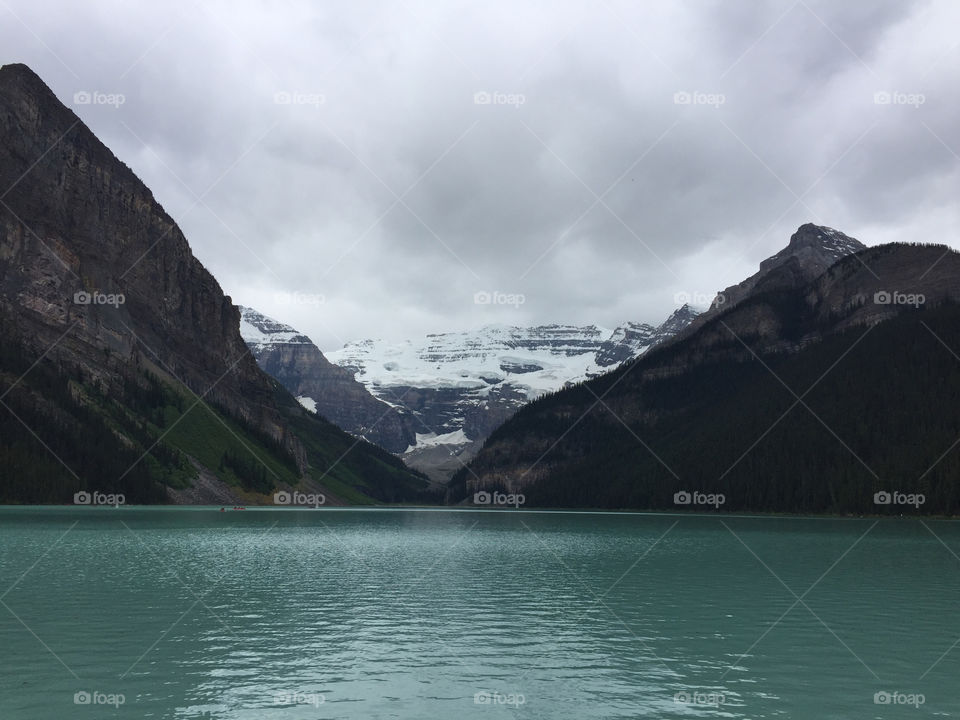 A front-row seat to the marriage of mountains on Lake Louise. 