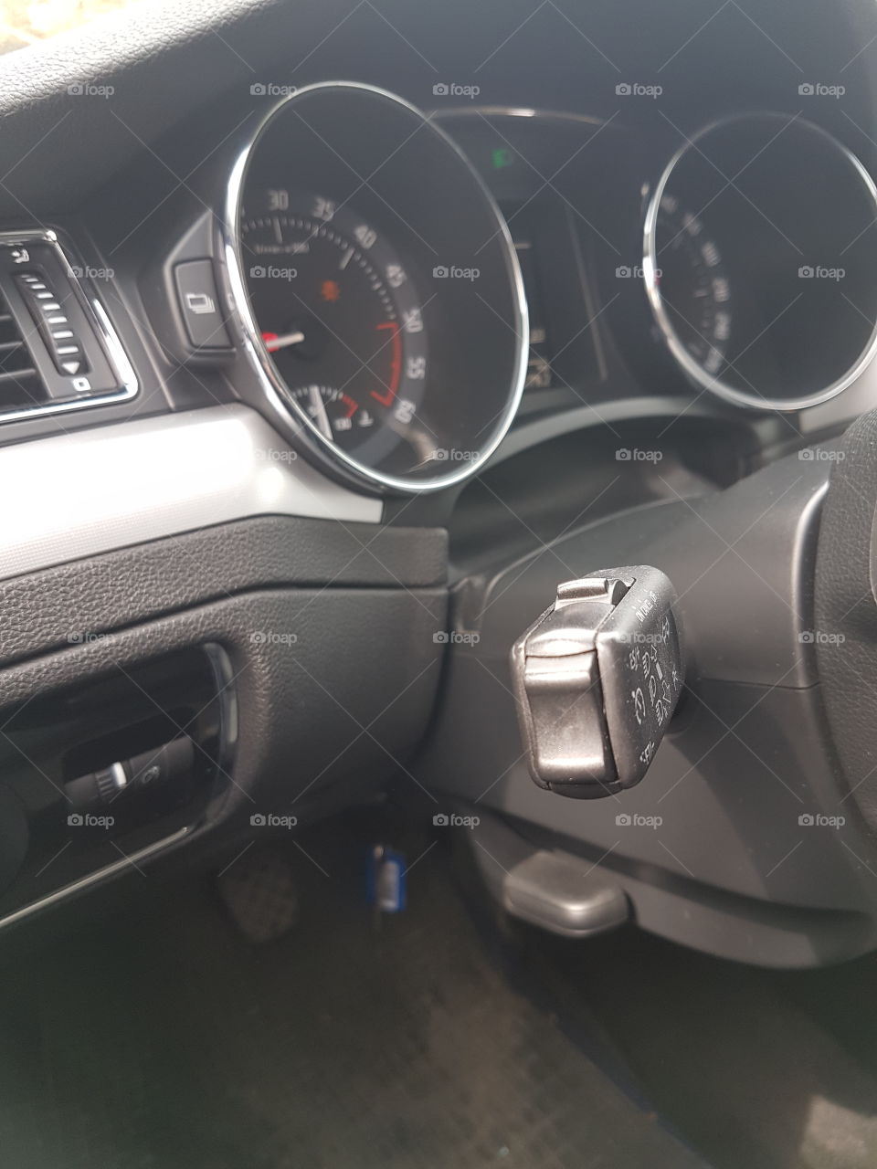 car interior, steering wheel, instruments