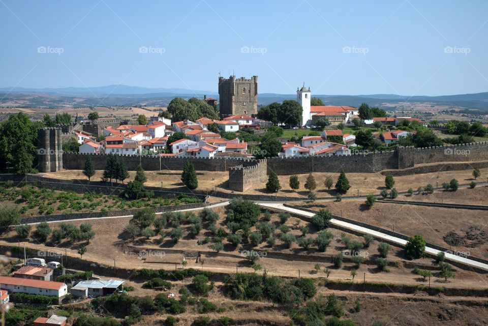 A medieval castle of Bragança, an impressive military citadel surrounded by 15 towers and houses a 33 metre high keep in the center.