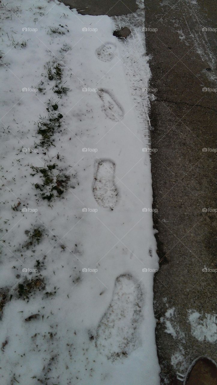 foot steps in the snow