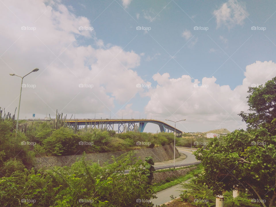 birds eye view of the Juliana bridge Willemstad, Curacao