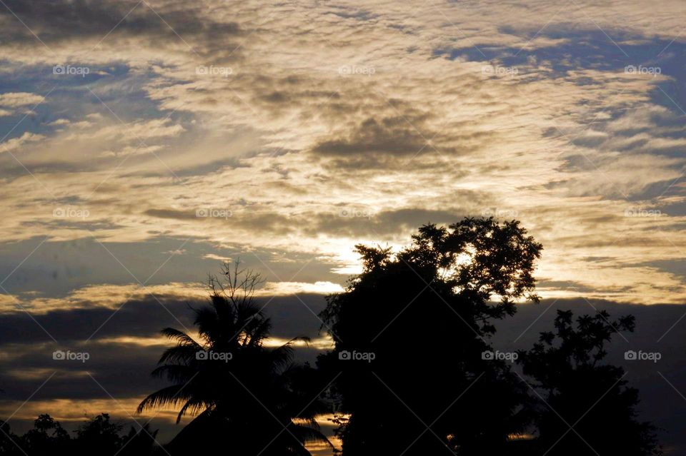 The sun shines brightly from far away.