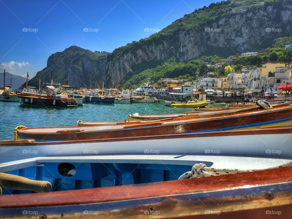 Boats moored at capri, italy