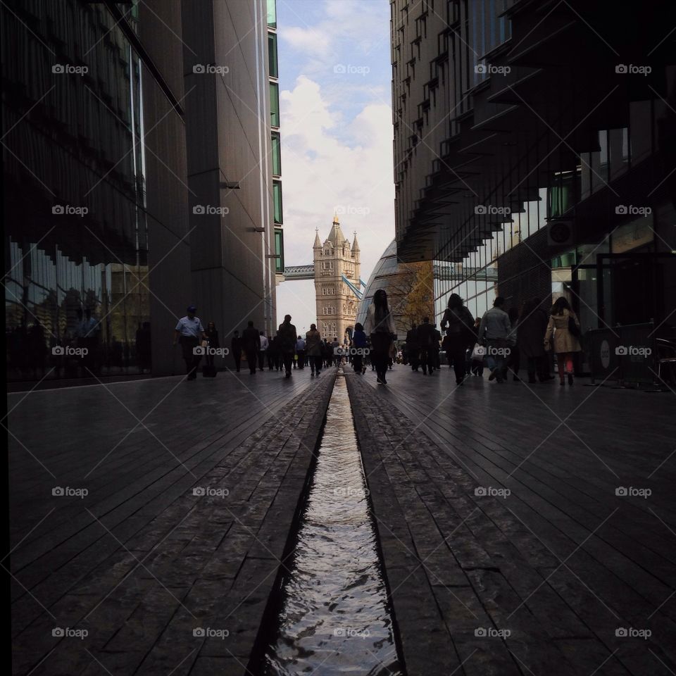 Narrow stream between street