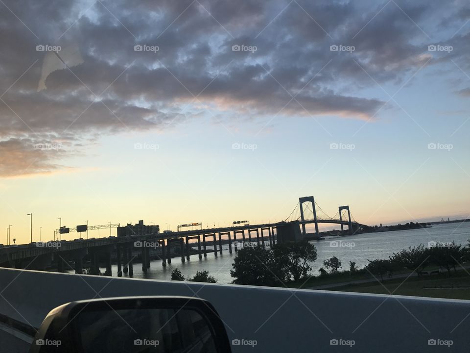 new york bridge sunset