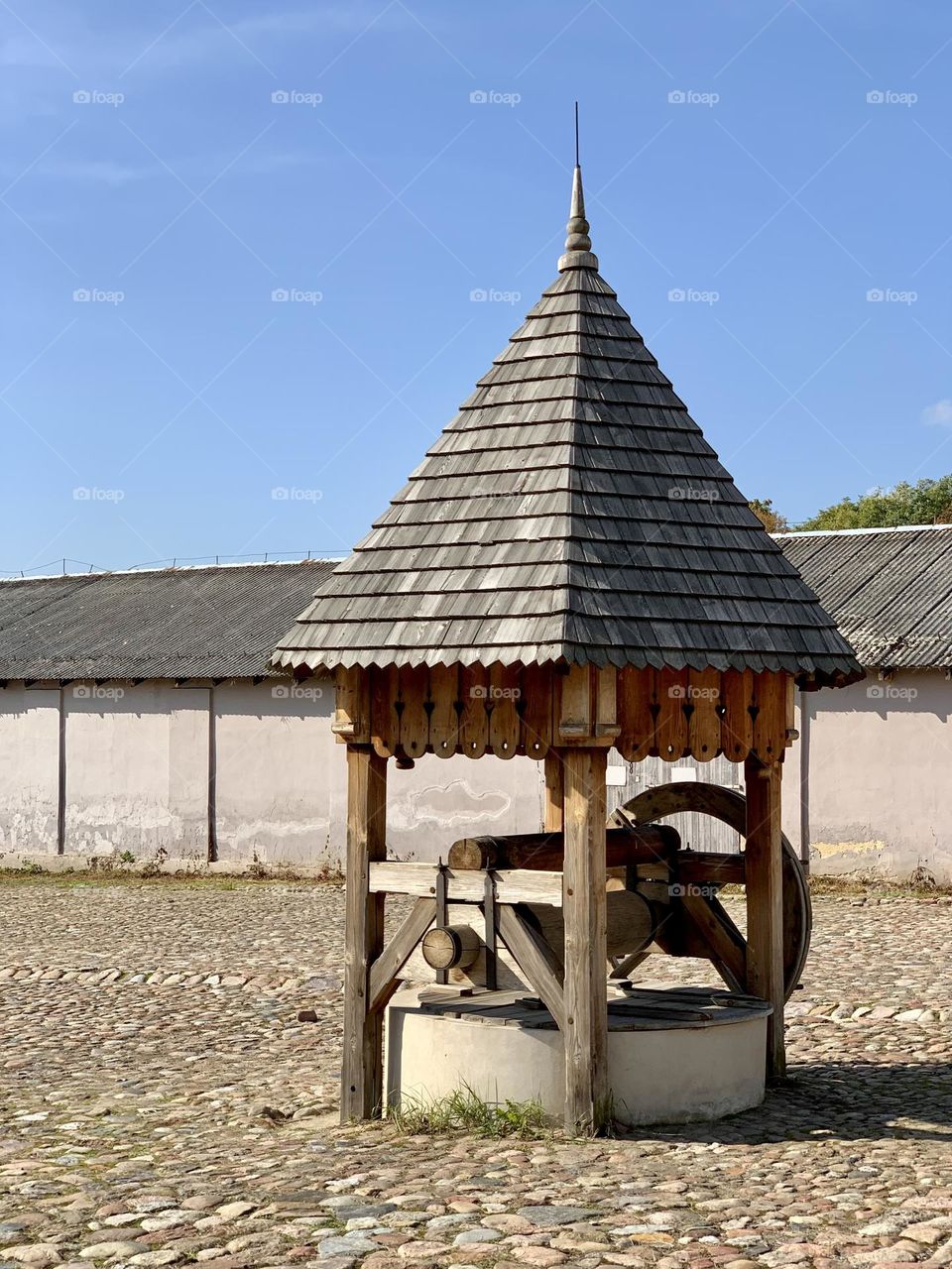 Old wooden well, historical, water