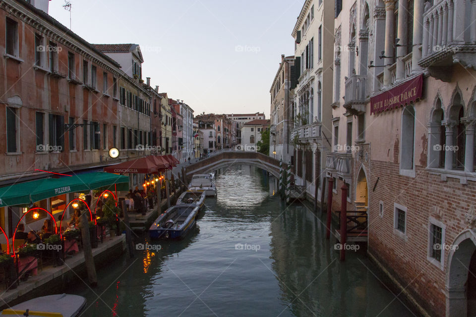 Restaurant at a canal in Venice