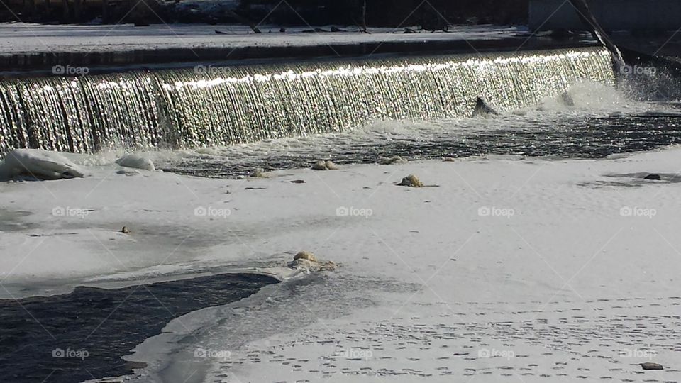 winter waterfall dam