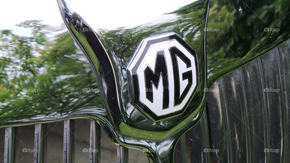 mg car badge on a vintage mg