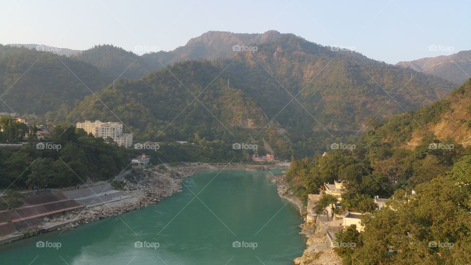 Ganga river flows in Rishikesh