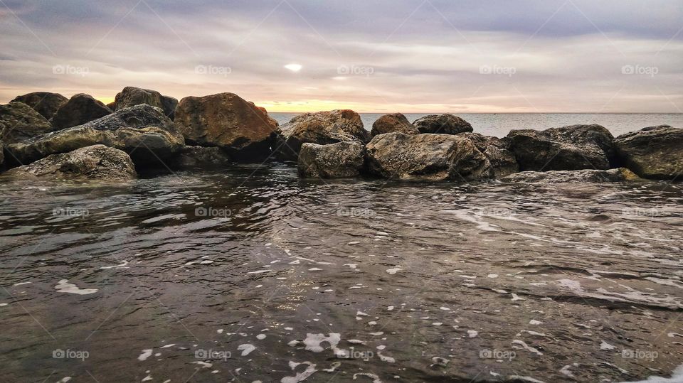 Rocks and water