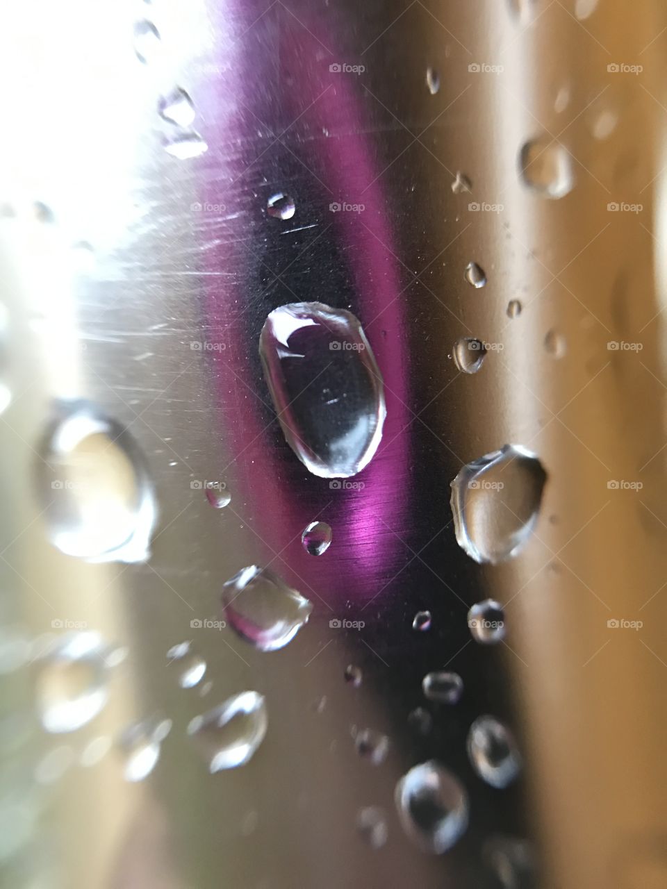 Drops of water on the metal 