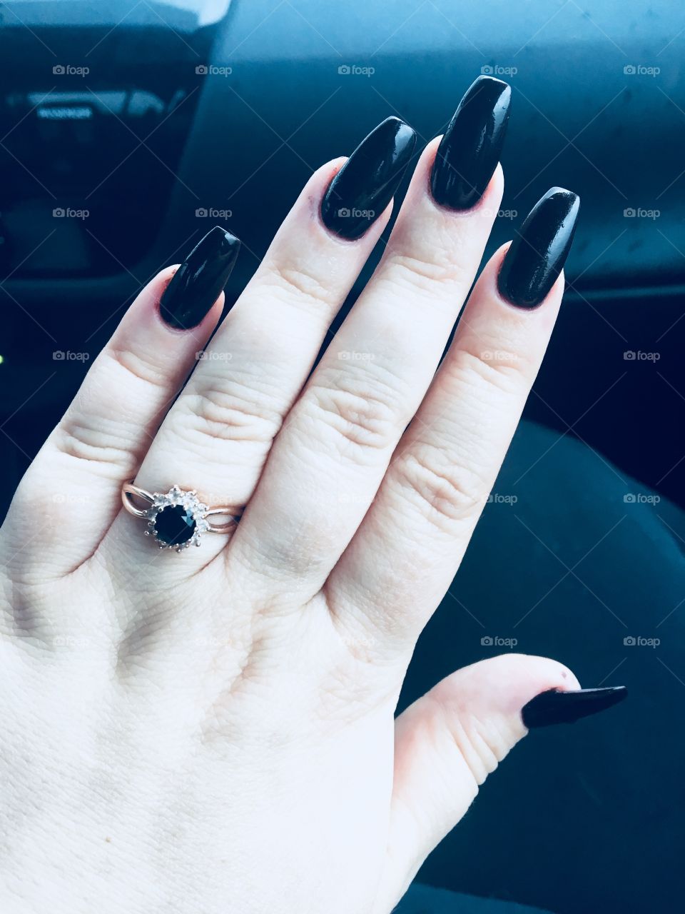 Blank manicure beautiful engagement ring