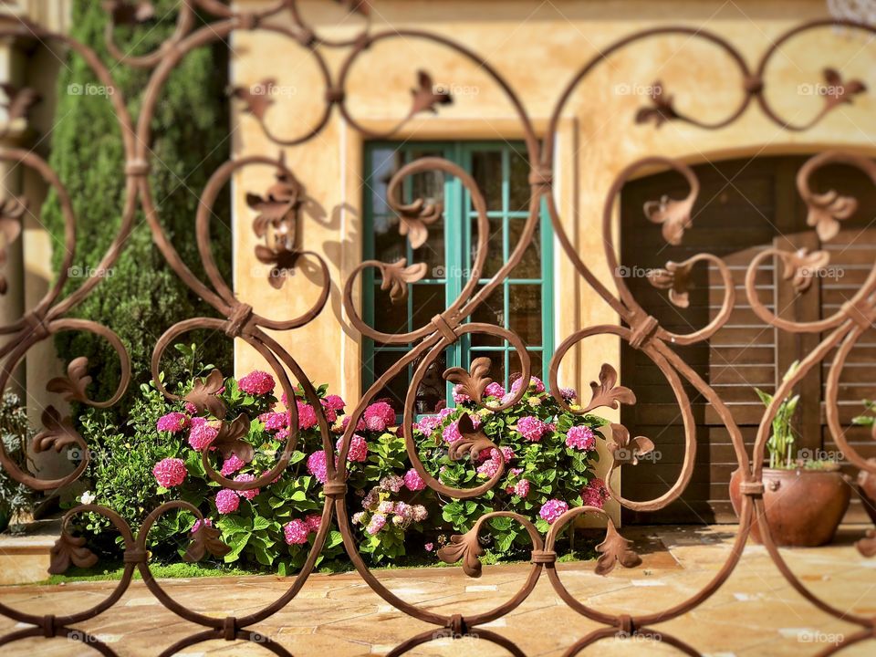 Lifestyle Photography Italian Architecture, Flowers; Garden Gate