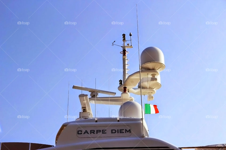 Flag of Italy on the top of a boat