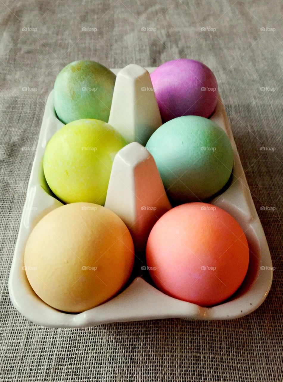 Easter Eggs in Ceramic Carton