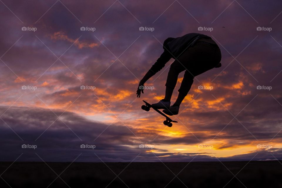 Skateboarding in the sunset 