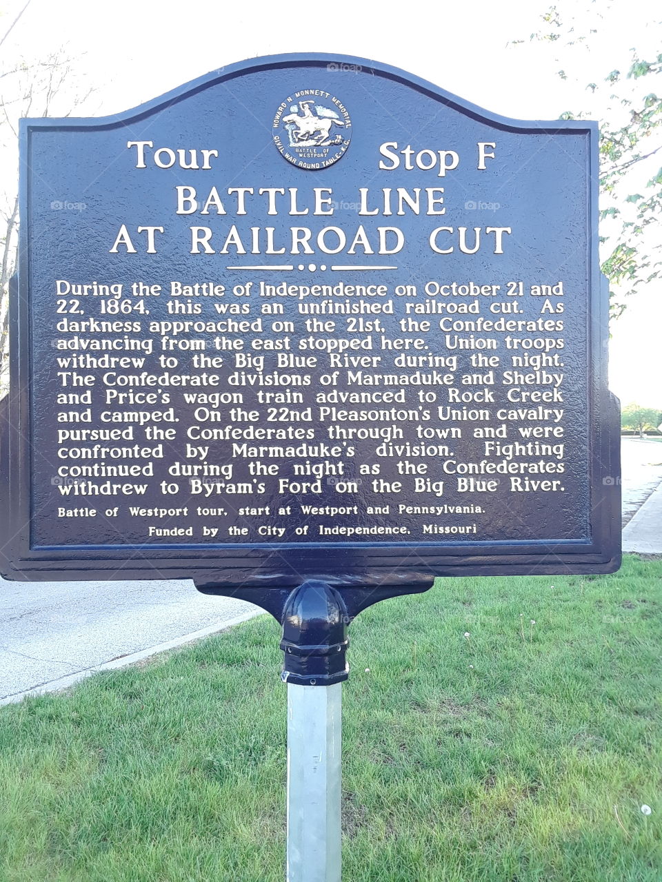 History sign Battle of Railroad Cut