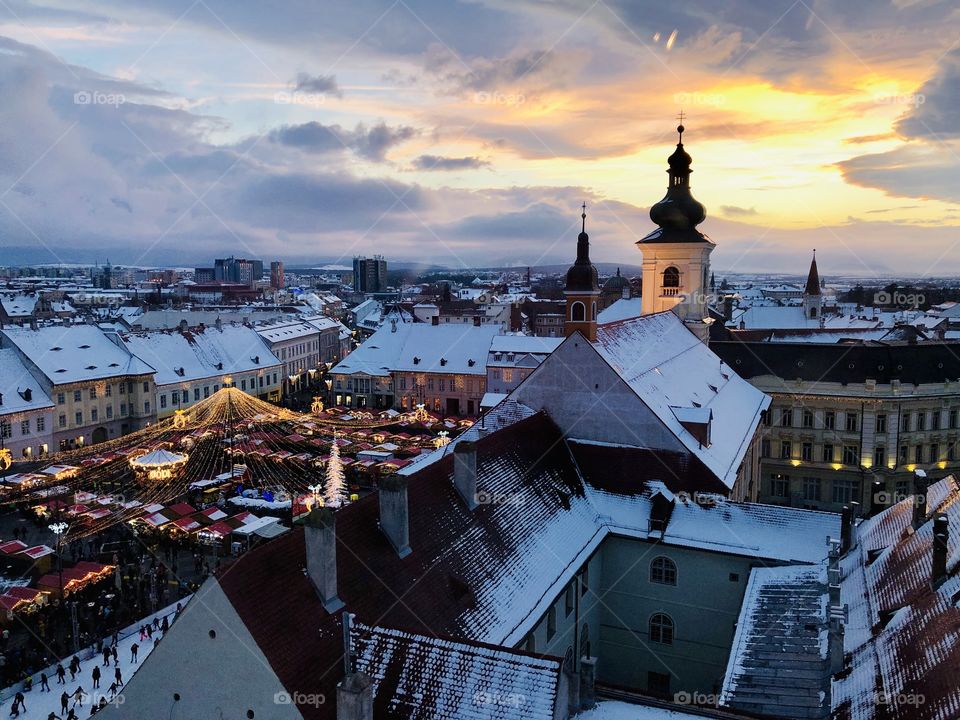 Sunset in Sibiu, Romania