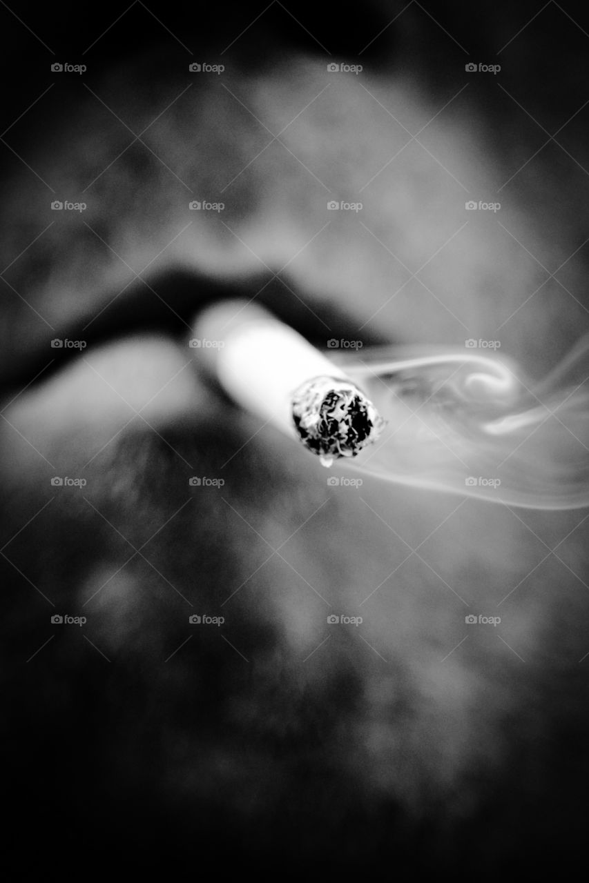 Smoking. Cigarette close up