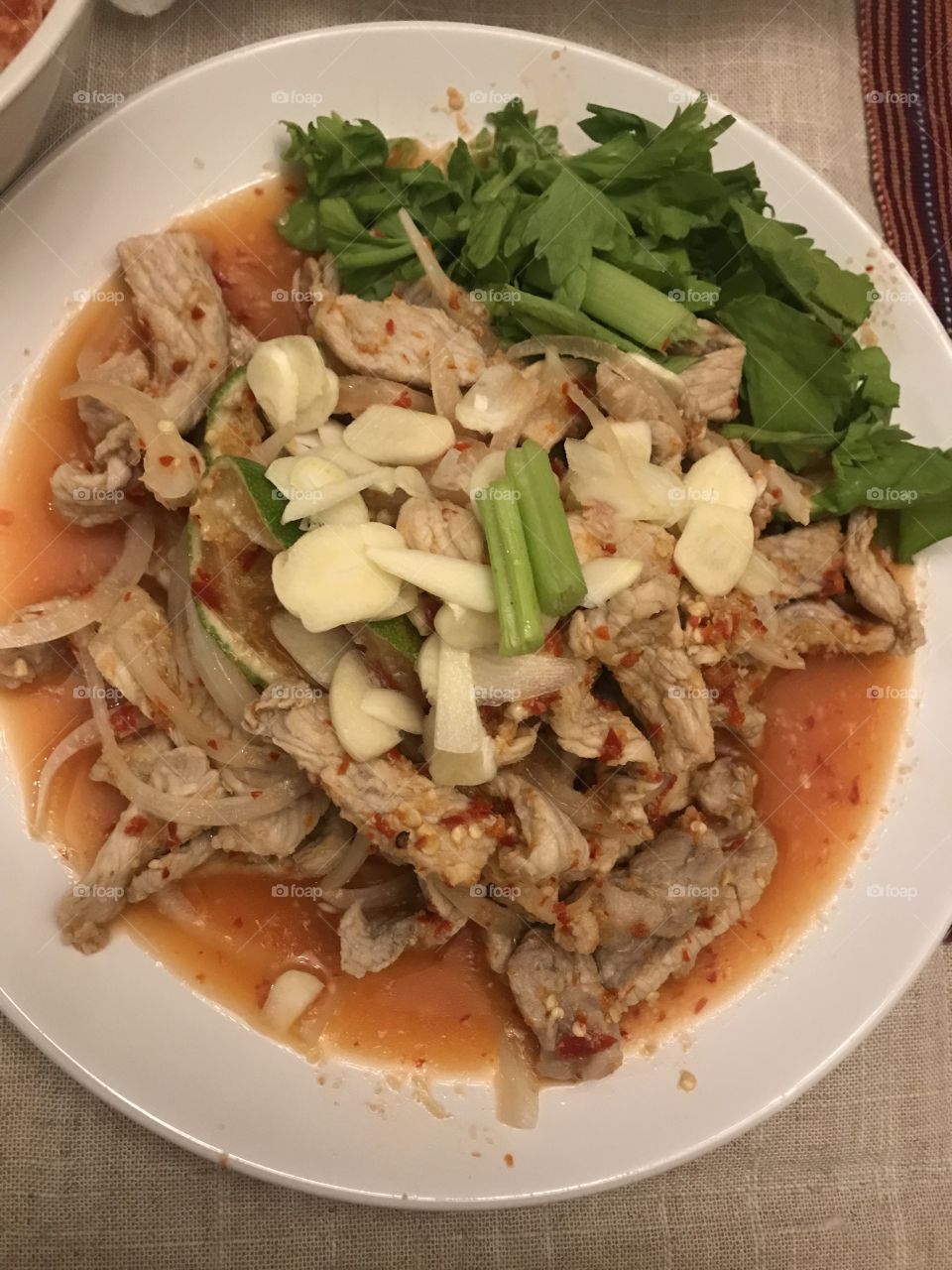 Thai spicy pork salad 