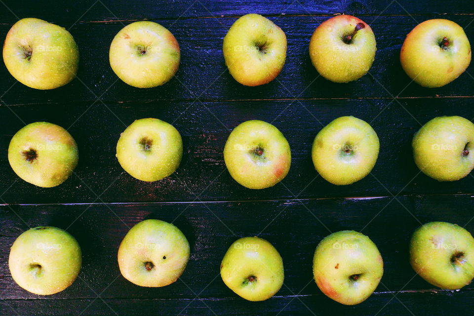 green apples varieties of simirenko on a black background