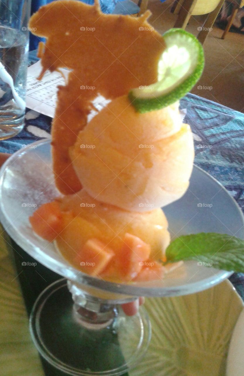 Tropical ice cream dessert