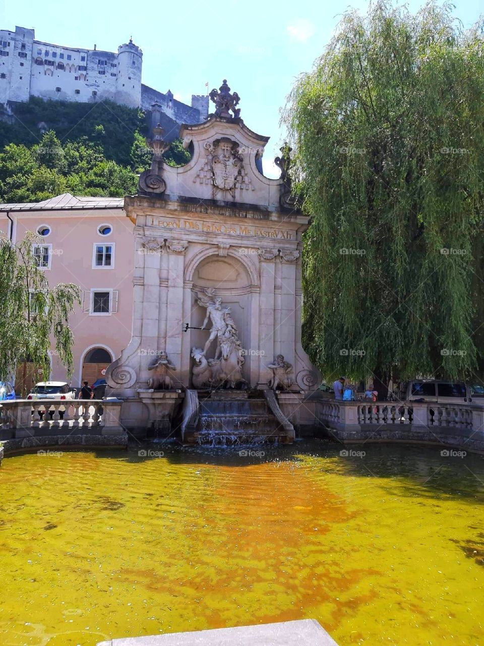 Antic style building around water