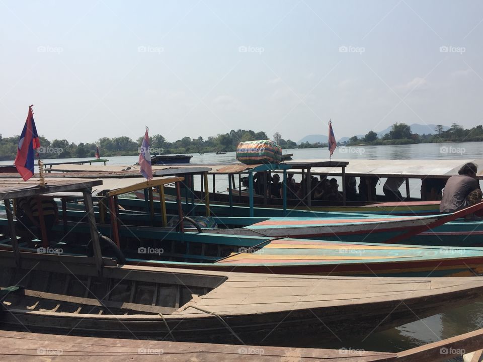 Boats in the 4000 islands, Laos. Don Det