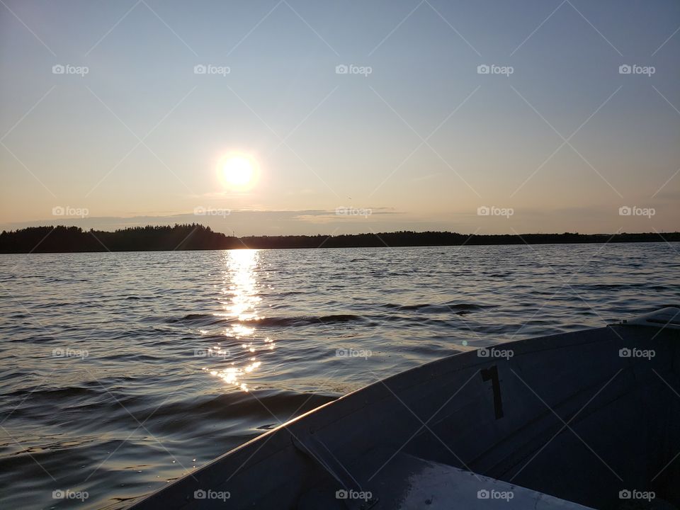 sunset boating