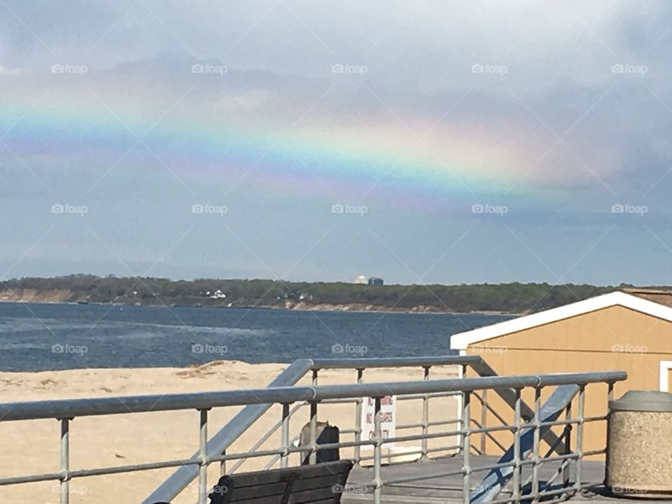 Beautiful rainbow at the beach. 