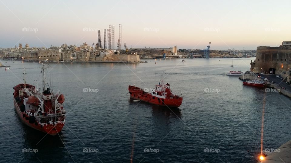 Ships in Grand Harbour Valletta Malta