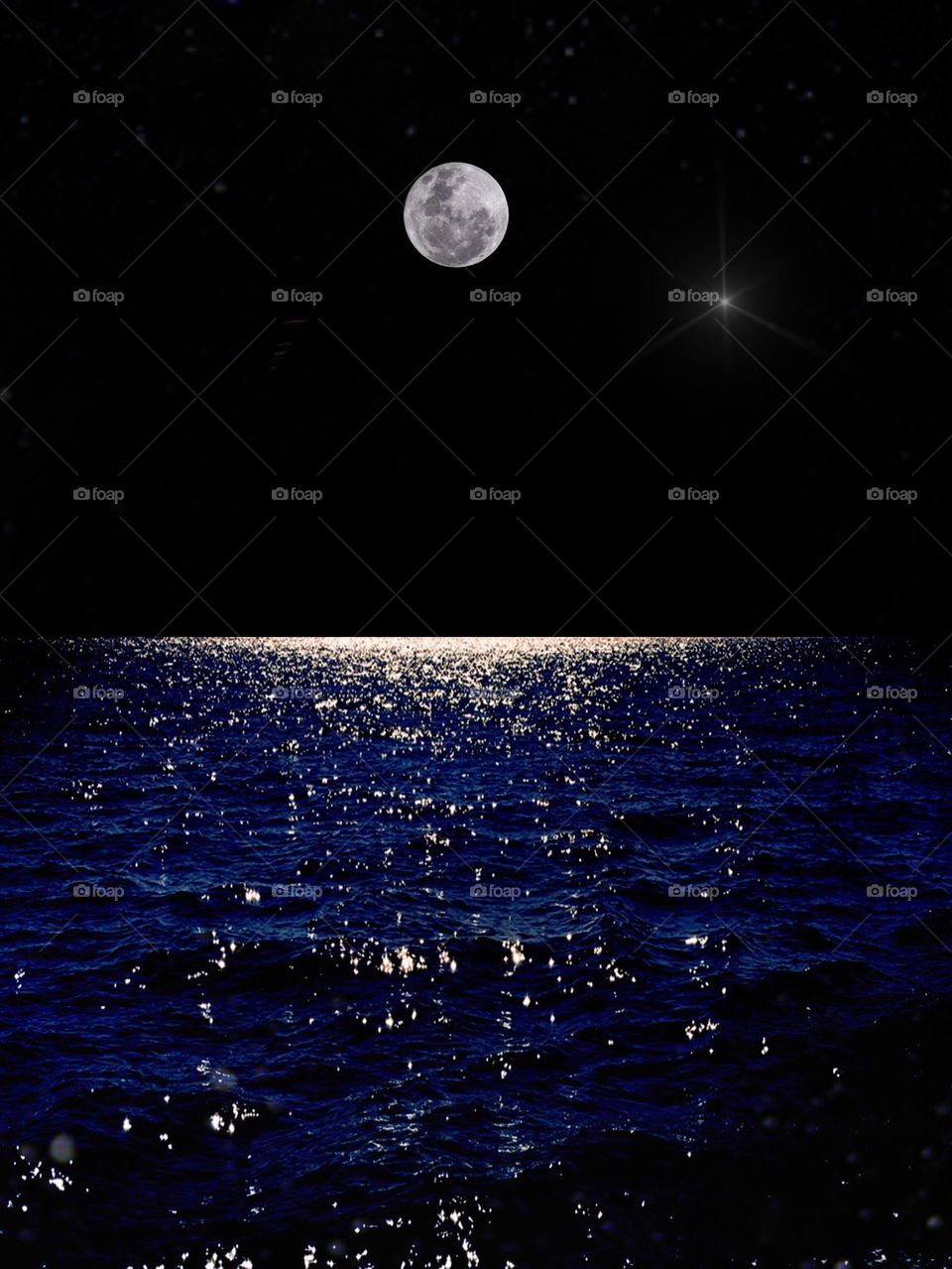 Moonlight over the ocean. Moonlight over the ocean