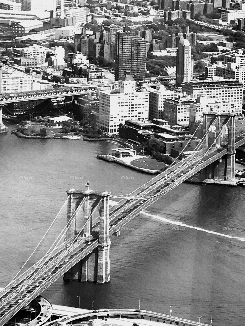 View of Brooklyn Bridge from One World Trade Center, New York City