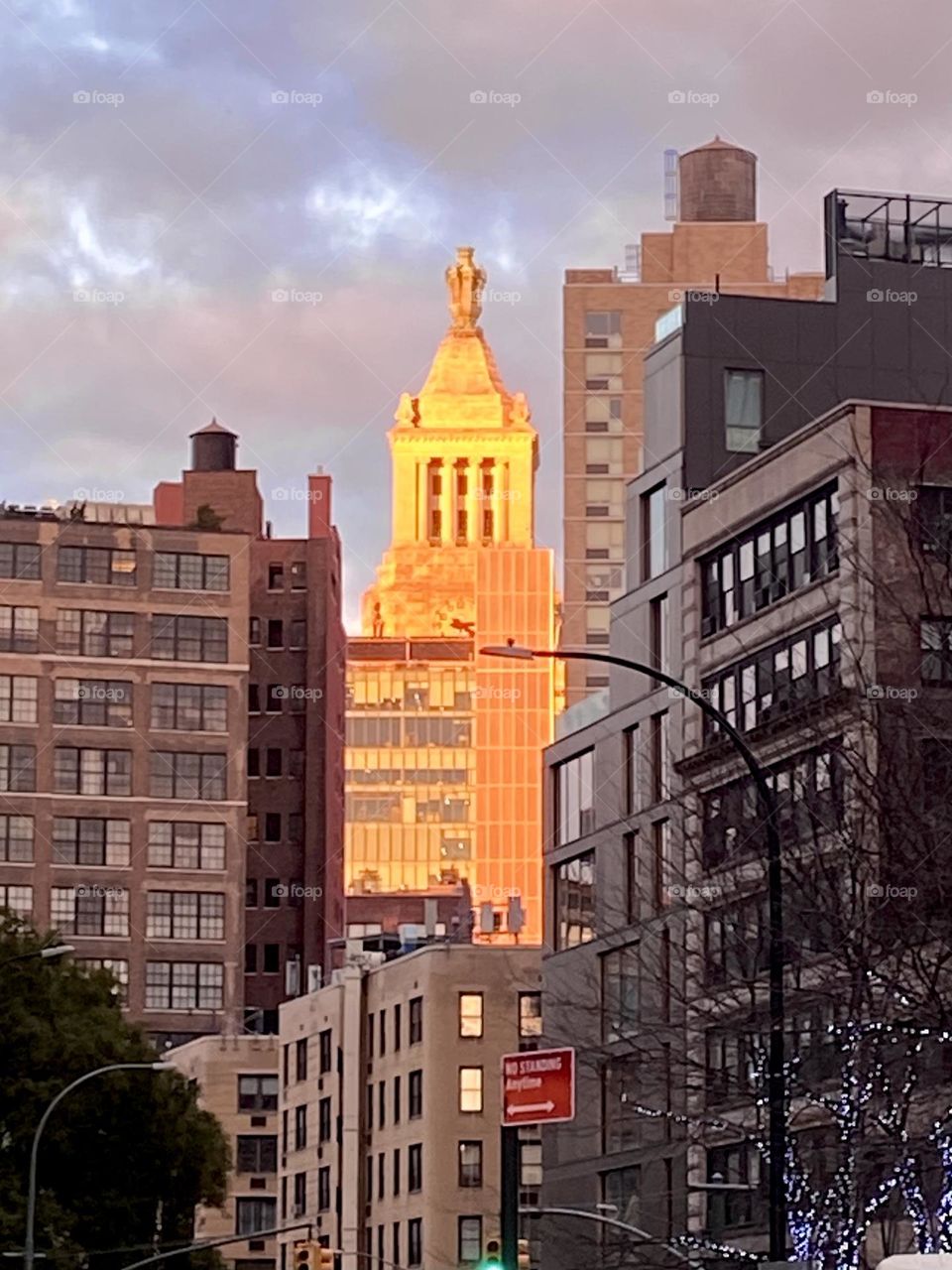 Woolworth Building from Astor Place in late afternoon light, NYC