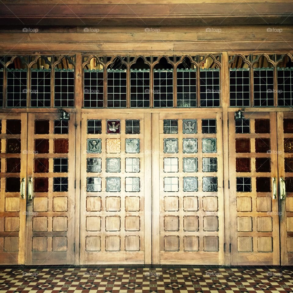 Multiple Doors with square panes of glass