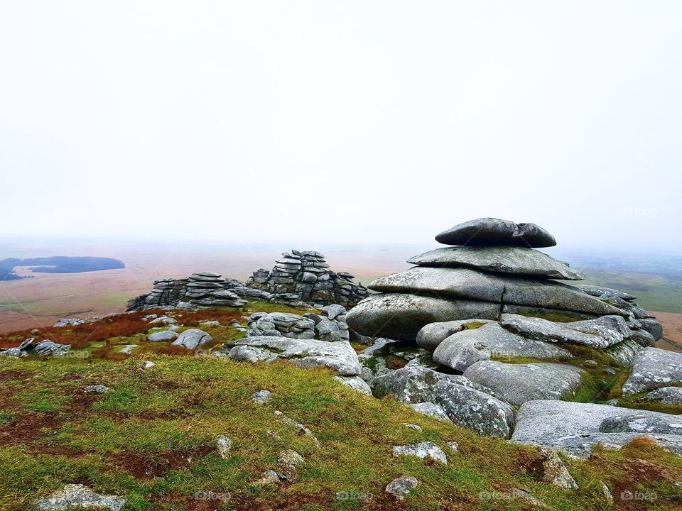 Misty views from the top of Rough Tor
