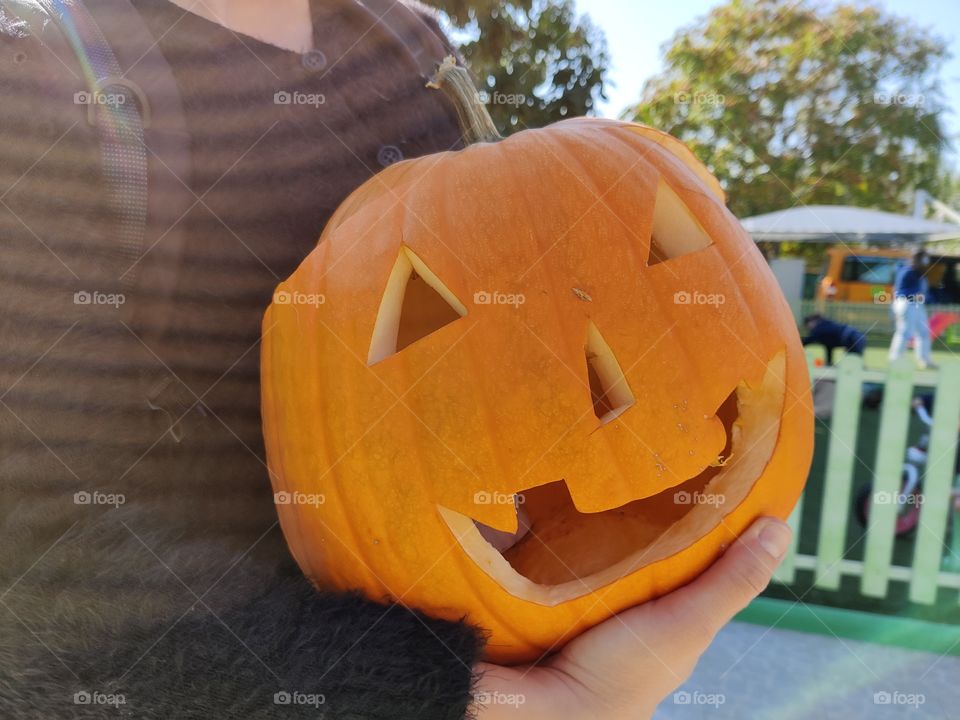 Halloween pumpkin in a school