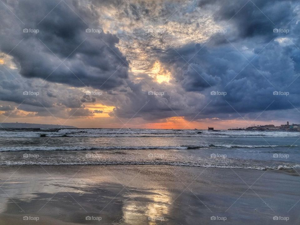 sea sunset sunrise sky clouds