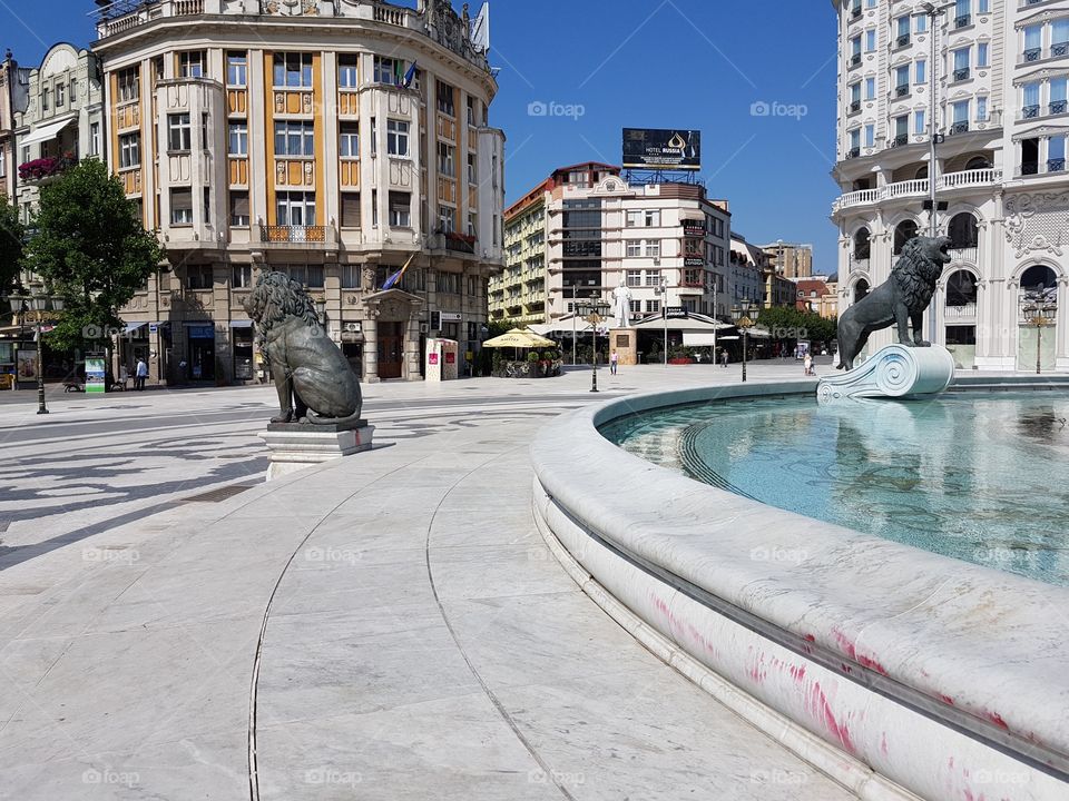 city center with fountain in Skopje Macedonia