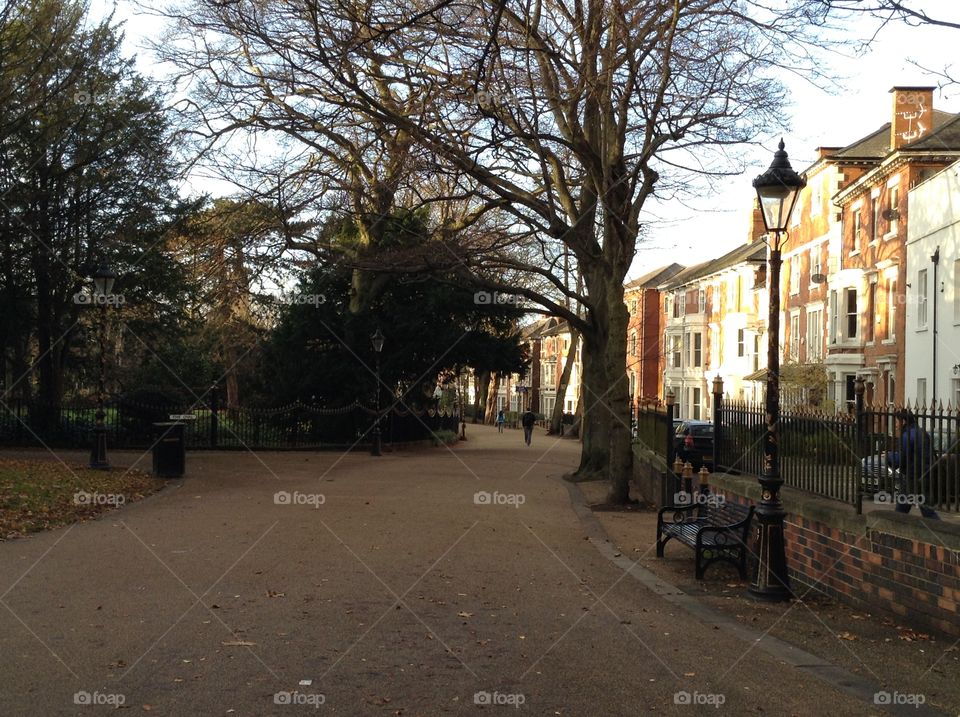 Walking near new walk museum at Leicester city