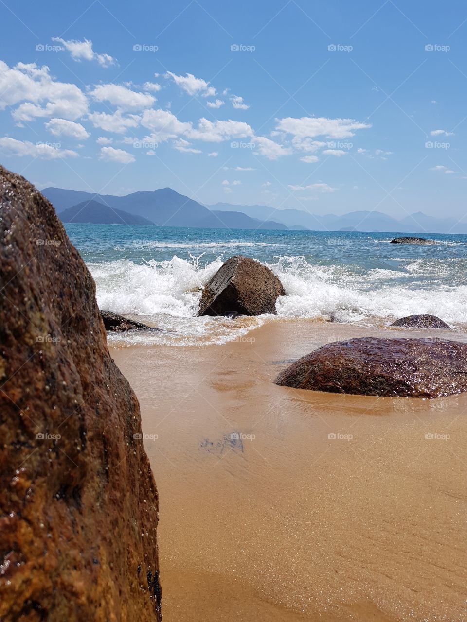 pedras, mar, oceano, onda, céu, ubatuba