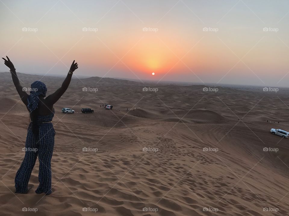 An amazing sunset view at the Al Madam desert. Dubai. £20.00