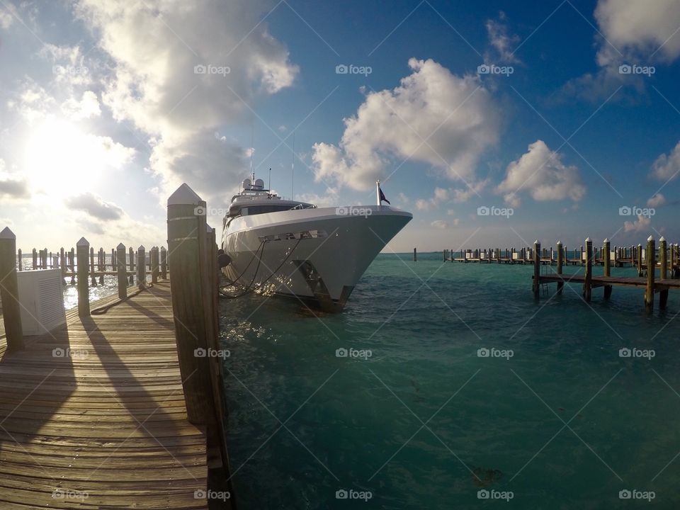 Motor yacht in Harbour Island, Bahamas 
