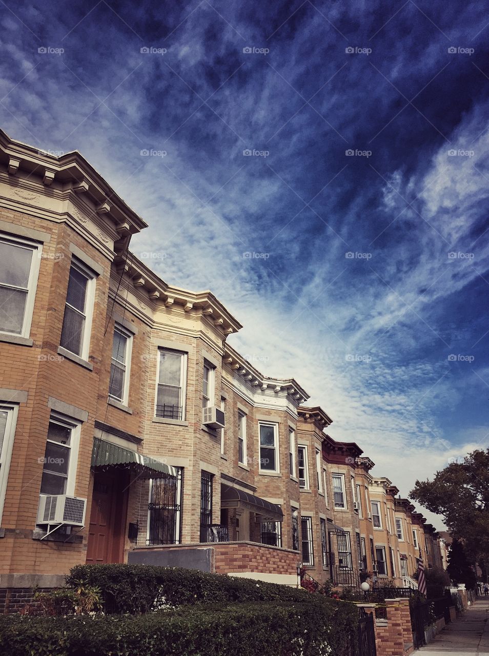 Typical houses at a Brooklyn neighborhood street 