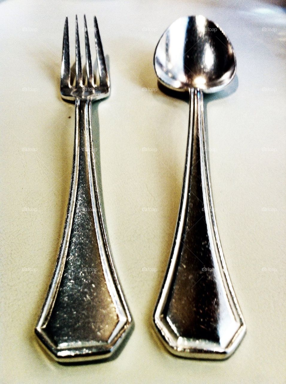 Fork and spoon on the table