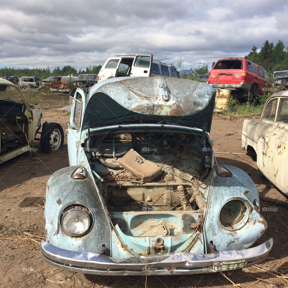 VW bug in the junkyard